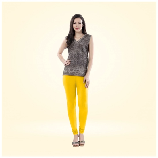 Generic Women's Cotton Blended Solid Churidar leggings (Yellow)