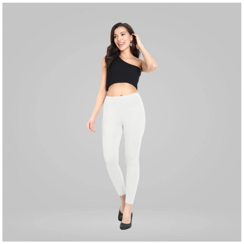 Generic Women's Cotton Blended Solid Ankle legging (White) Generic Women's Cotton Blended Solid Ankle legging (White)