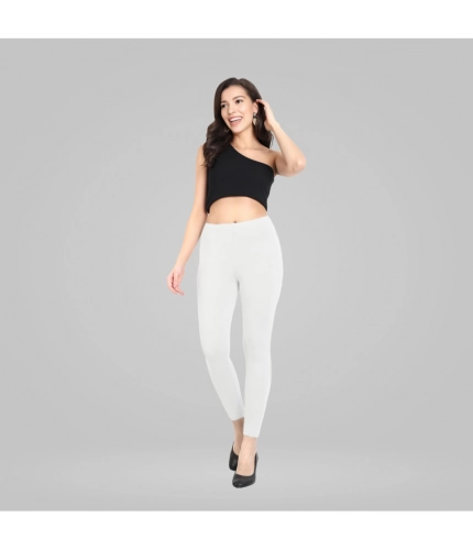 Generic Women's Cotton Blended Solid Ankle legging (White)