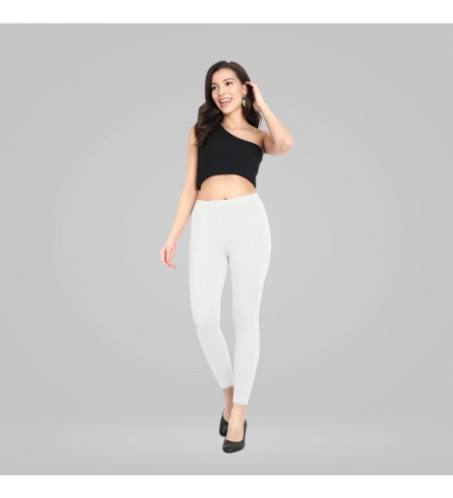 Generic Women's Cotton Blended Solid Ankle legging (White)