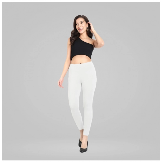 Generic Women's Cotton Blended Solid Ankle legging (White)