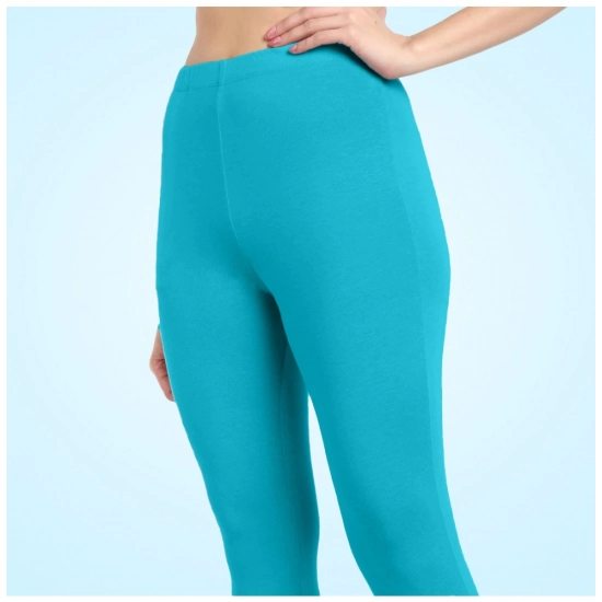 Generic Women's Cotton Blended Solid Ankle legging (Turquoise Blue)