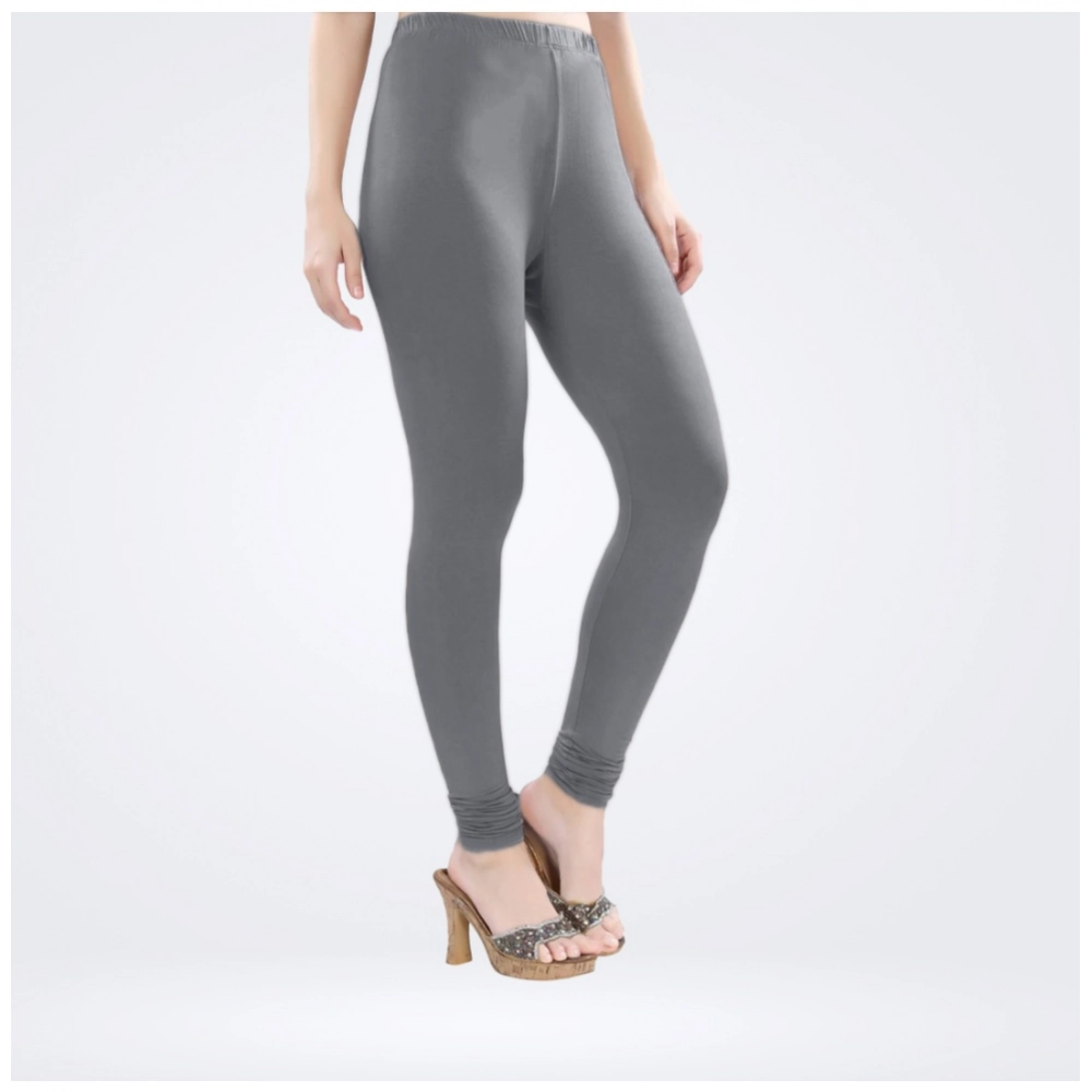 Generic Women's Cotton Blended Solid Churidar leggings (Silver Gray) Generic Women's Cotton Blended Solid Churidar leggings (Silver Gray)