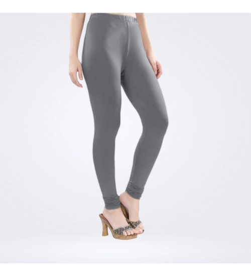 Generic Women's Cotton Blended Solid Churidar leggings (Silver Gray)