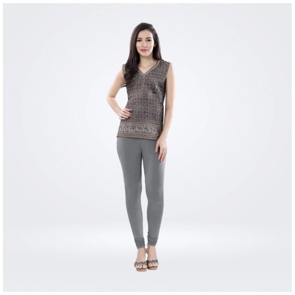 Generic Women's Cotton Blended Solid Churidar leggings (Silver Gray) Generic Women's Cotton Blended Solid Churidar leggings (Silver Gray)