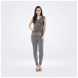 Generic Women's Cotton Blended Solid Churidar leggings (Silver Gray)