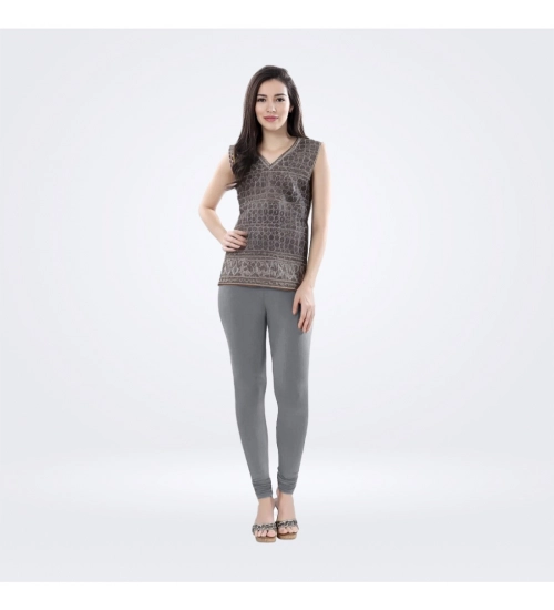 Generic Women's Cotton Blended Solid Churidar leggings (Silver Gray)
