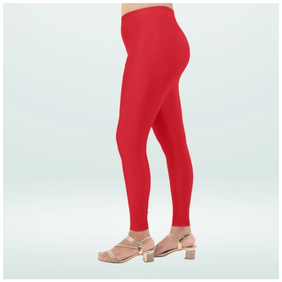 Generic Women's Cotton Blended Solid Shimmer Ankle leggings (Red) Generic Women's Cotton Blended Solid Shimmer Ankle leggings (Red)