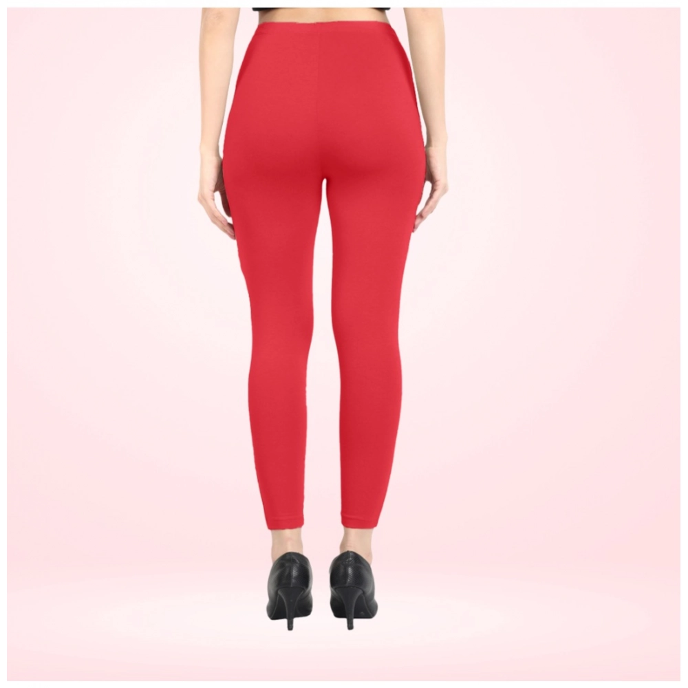 Generic Women's Cotton Blended Solid Ankle legging (Red) Generic Women's Cotton Blended Solid Ankle legging (Red)