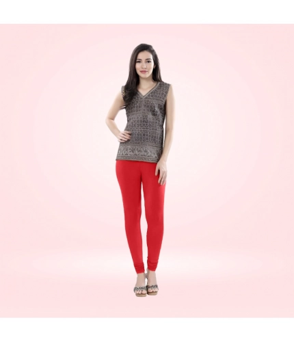Generic Women's Cotton Blended Solid Churidar leggings (Red)