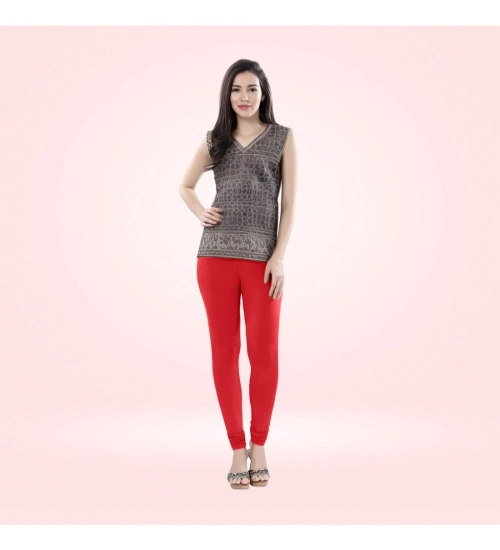 Generic Women's Cotton Blended Solid Churidar leggings (Red)
