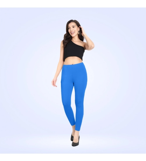 Generic Women's Cotton Blended Solid Ankle legging (Blue)