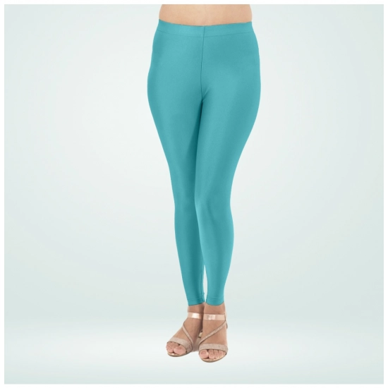 Generic Women's Cotton Blended Solid Shimmer Ankle leggings (Blue)