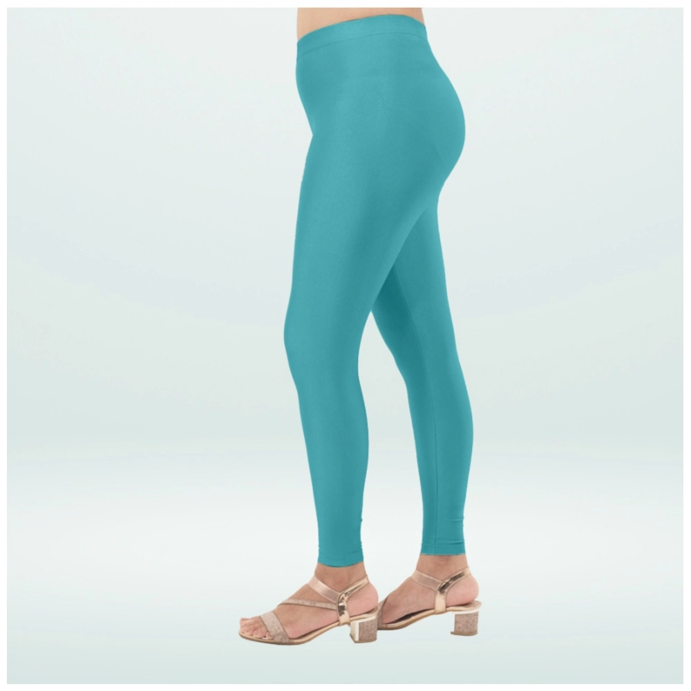 Generic Women's Cotton Blended Solid Shimmer Ankle leggings (Blue) Generic Women's Cotton Blended Solid Shimmer Ankle leggings (Blue)