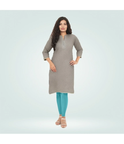 Generic Women's Cotton Blended Solid Shimmer Ankle leggings (Blue)