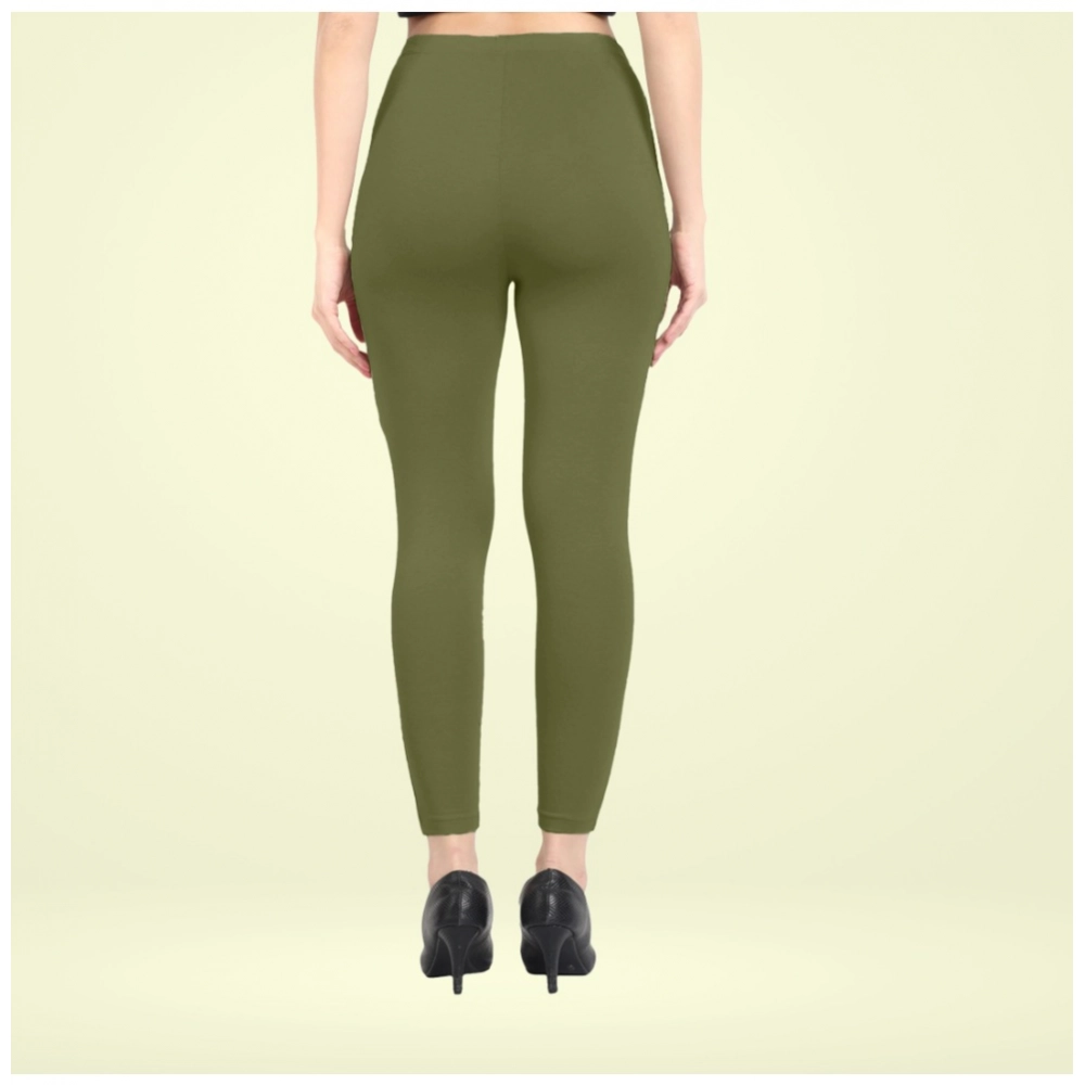 Generic Women's Cotton Blended Solid Ankle legging (Olive Green) Generic Women's Cotton Blended Solid Ankle legging (Olive Green)