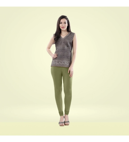 Generic Women's Cotton Blended Solid Churidar leggings (Olive Green)