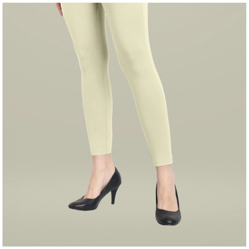 Generic Women's Cotton Blended Solid Ankle legging (Cream) Generic Women's Cotton Blended Solid Ankle legging (Cream)
