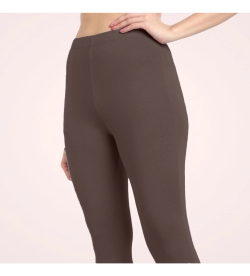 Generic Women's Cotton Blended Solid Ankle legging (Brown)