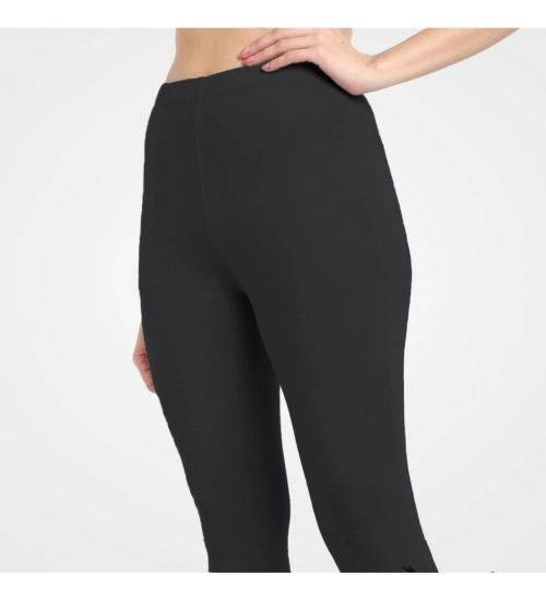 Generic Women's Cotton Blended Solid Ankle legging (Black)