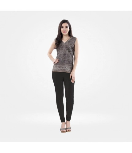 Generic Women's Cotton Blended Solid Churidar leggings (Black)