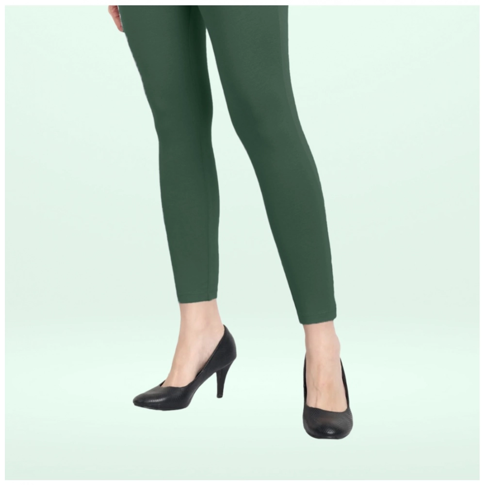 Generic Women's Cotton Blended Solid Ankle legging (Bottle Green) Generic Women's Cotton Blended Solid Ankle legging (Bottle Green)