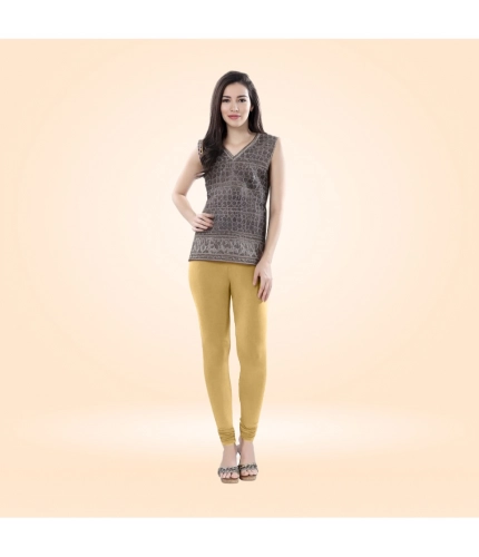 Generic Women's Cotton Blended Solid Churidar leggings (Beige)