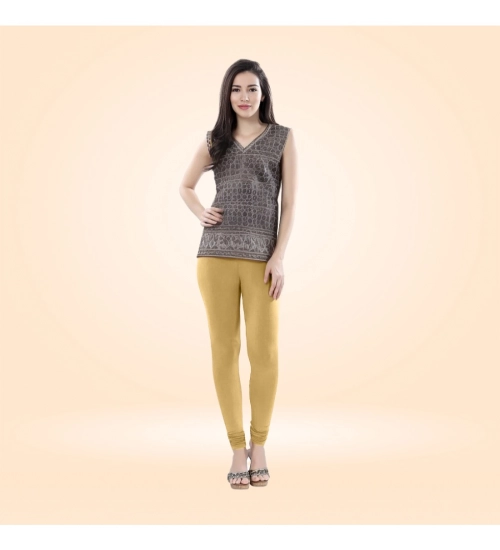 Generic Women's Cotton Blended Solid Churidar leggings (Beige)