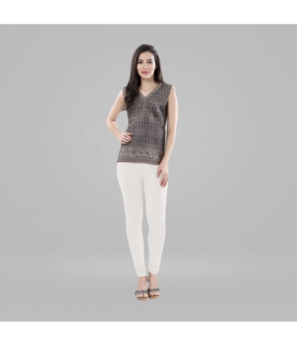 Generic Women's Cotton Blended Solid Churidar leggings (White)