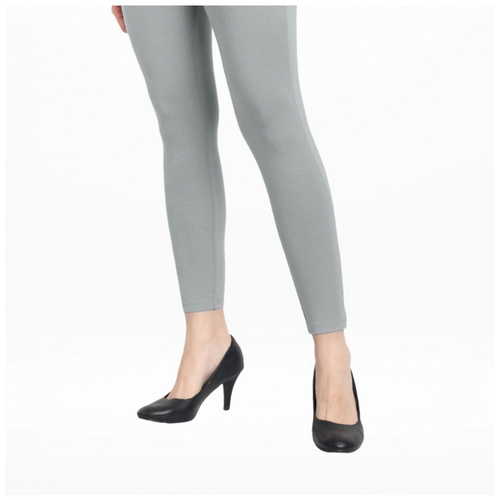 Generic Women's Cotton Blended Solid Ankle legging (Silver Gray) Generic Women's Cotton Blended Solid Ankle legging (Silver Gray)