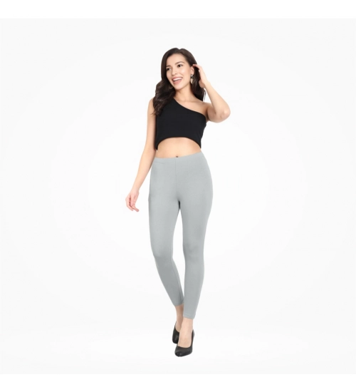 Generic Women's Cotton Blended Solid Ankle legging (Silver Gray)