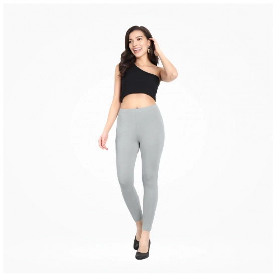 Generic Women's Cotton Blended Solid Ankle legging (Silver Gray)