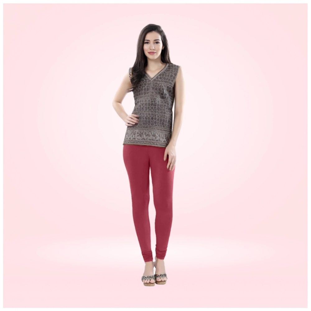 Generic Women's Cotton Blended Solid Churidar leggings (Red Maroon) Generic Women's Cotton Blended Solid Churidar leggings (Red Maroon)