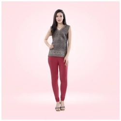 Generic Women's Cotton Blended Solid Churidar leggings (Red Maroon)