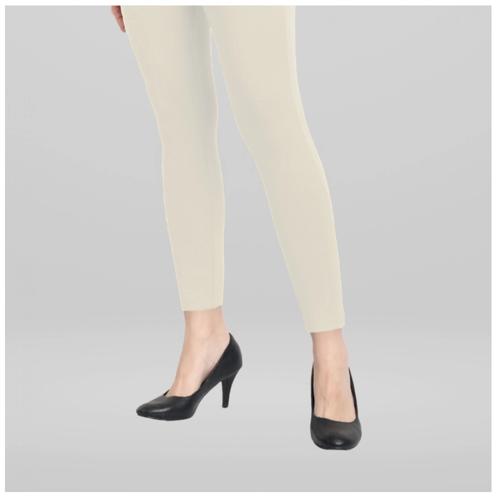 Generic Women's Cotton Blended Solid Ankle legging (Off White) Generic Women's Cotton Blended Solid Ankle legging (Off White)