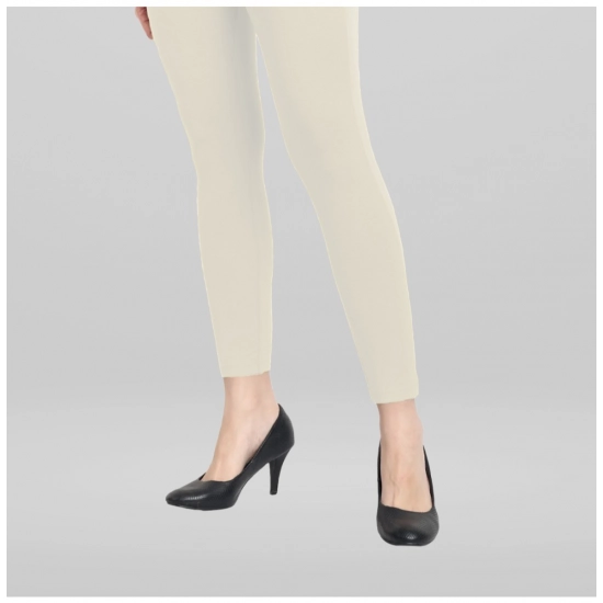 Generic Women's Cotton Blended Solid Ankle legging (Off White)