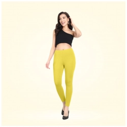 Generic Women's Cotton Blended Solid Ankle legging (Lemon Yellow)