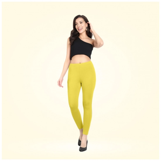 Generic Women's Cotton Blended Solid Ankle legging (Lemon Yellow) Generic Women's Cotton Blended Solid Ankle legging (Lemon Yellow)