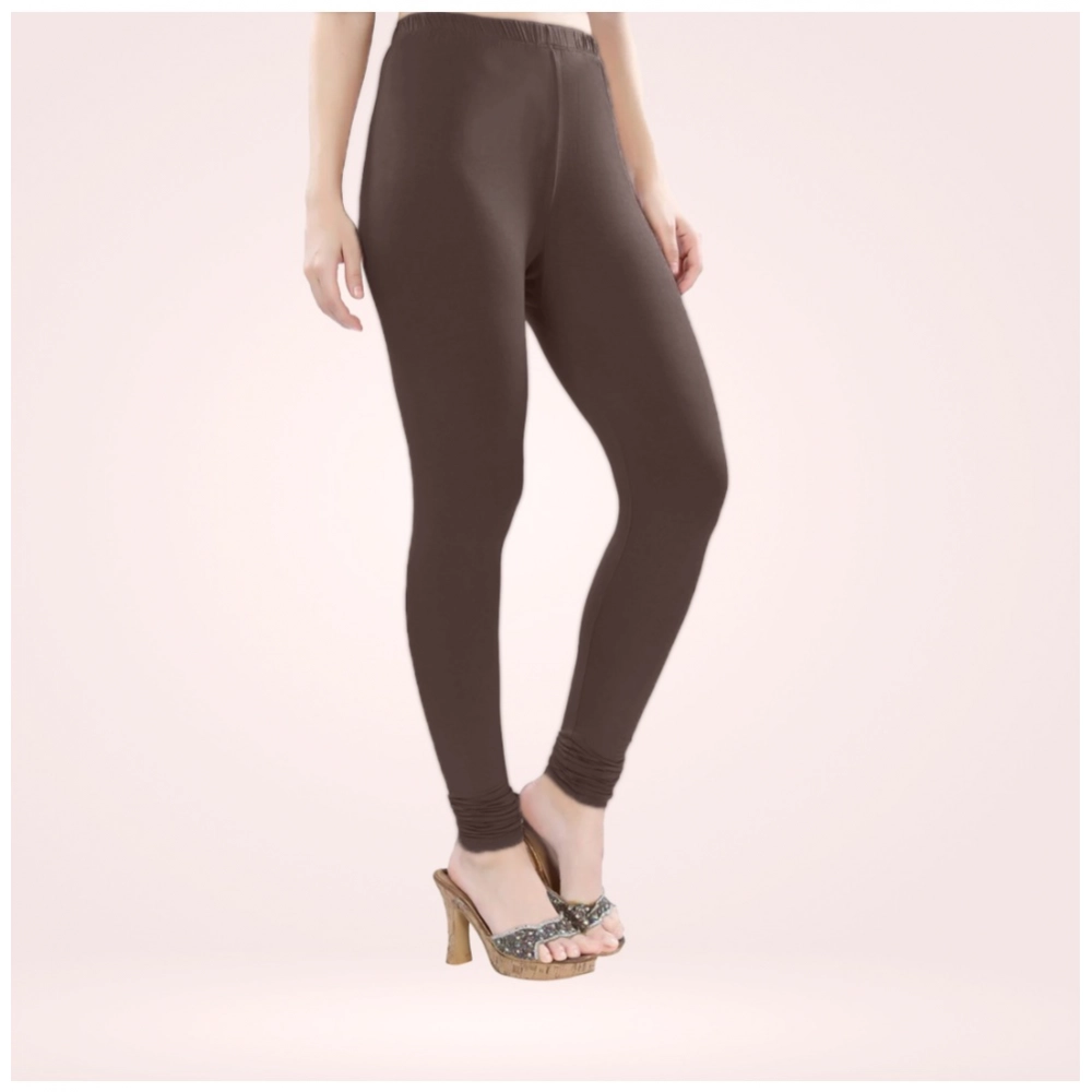 Generic Women's Cotton Blended Solid Churidar leggings (Brown) Generic Women's Cotton Blended Solid Churidar leggings (Brown)