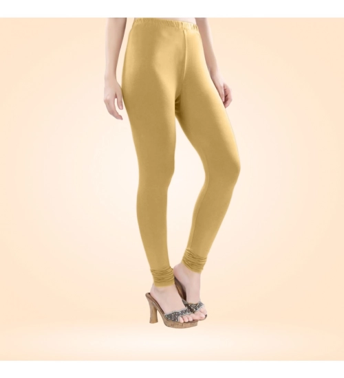 Generic Women's Cotton Blended Solid Churidar leggings (Beige)