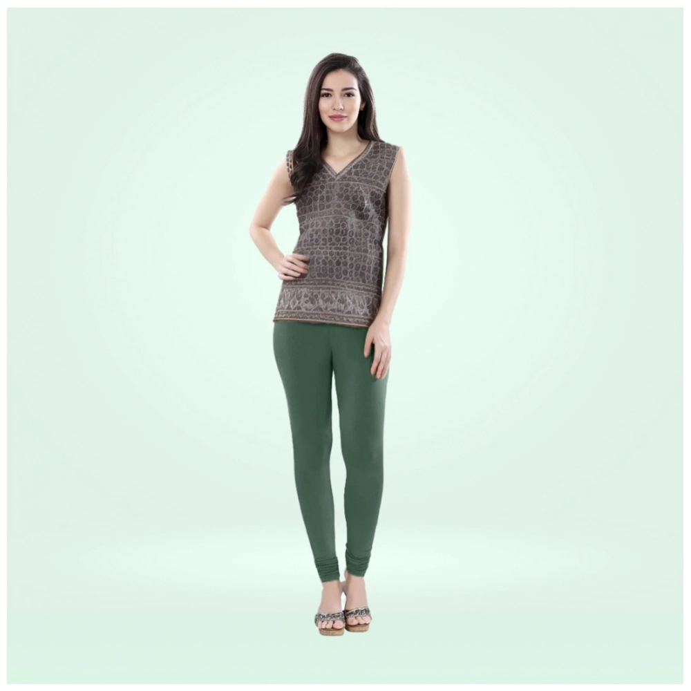 Generic Women's Cotton Blended Solid Churidar leggings (Bottle Green) Generic Women's Cotton Blended Solid Churidar leggings (Bottle Green)