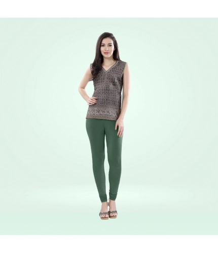 Generic Women's Cotton Blended Solid Churidar leggings (Bottle Green)