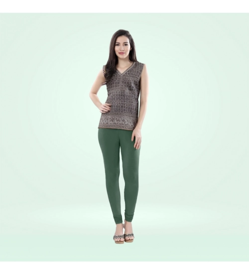 Generic Women's Cotton Blended Solid Churidar leggings (Bottle Green)
