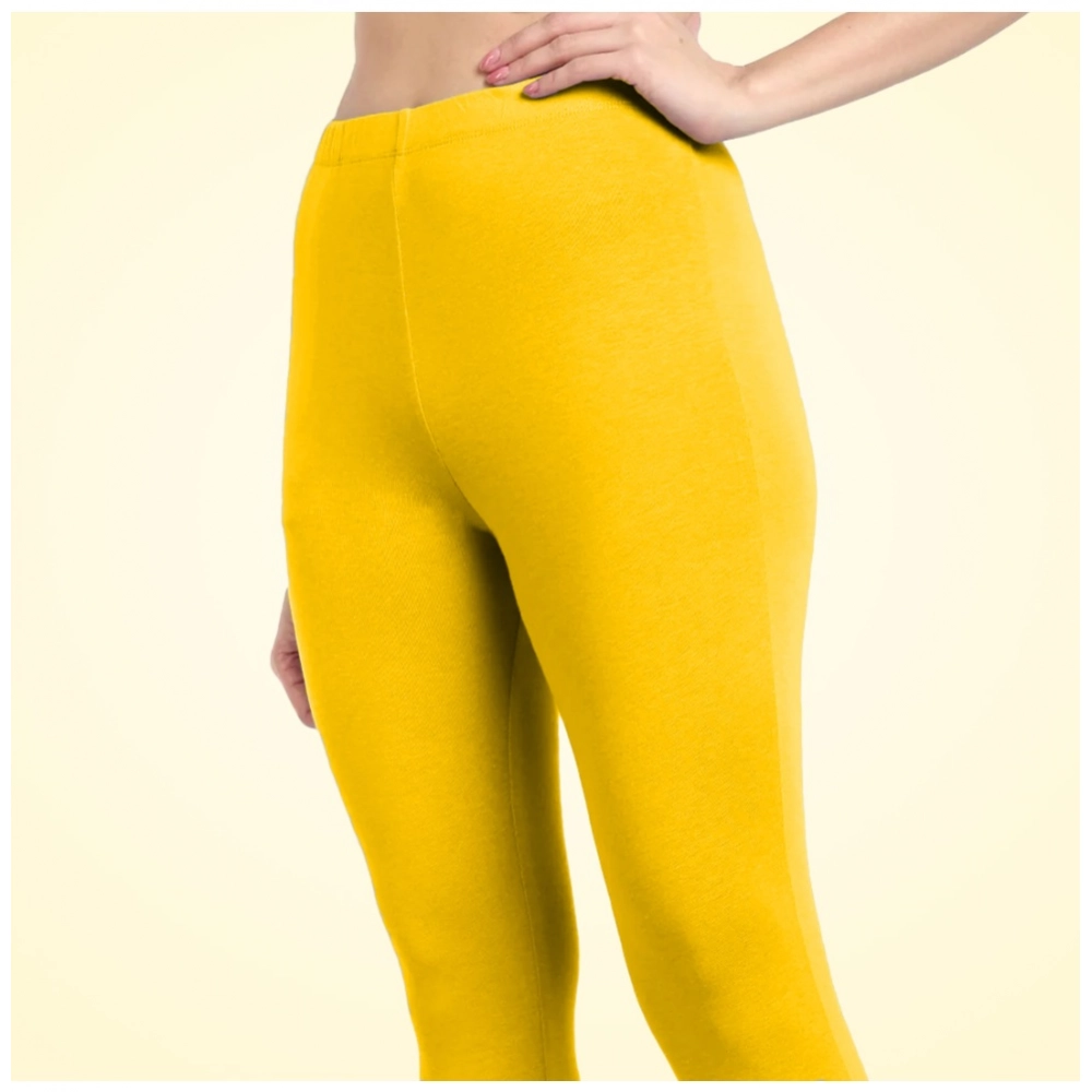 Generic Women's Cotton Blended Solid Ankle legging (Yellow) Generic Women's Cotton Blended Solid Ankle legging (Yellow)