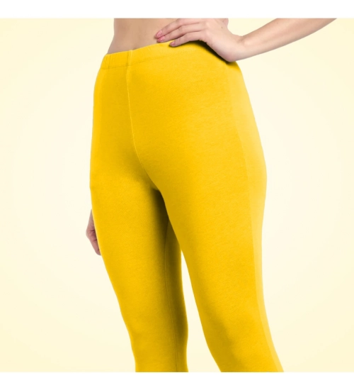 Generic Women's Cotton Blended Solid Ankle legging (Yellow)