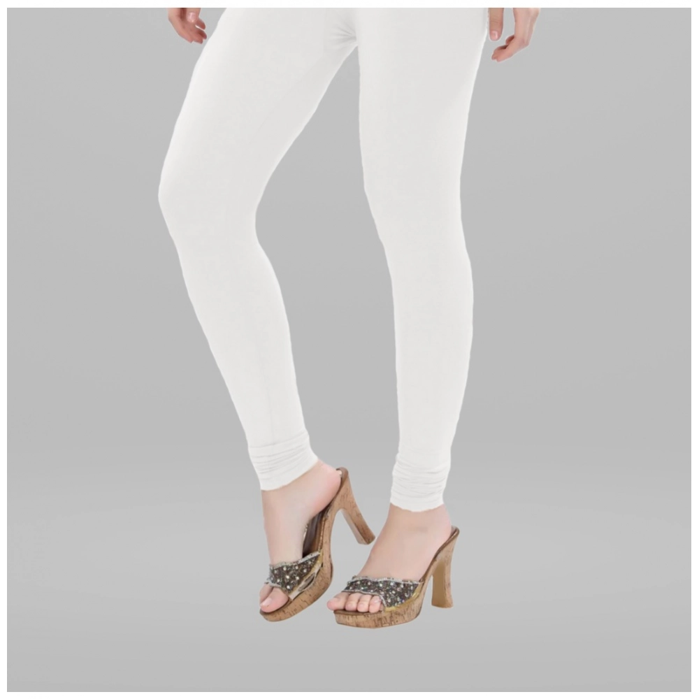 Generic Women's Cotton Blended Solid Churidar leggings (White) Generic Women's Cotton Blended Solid Churidar leggings (White)