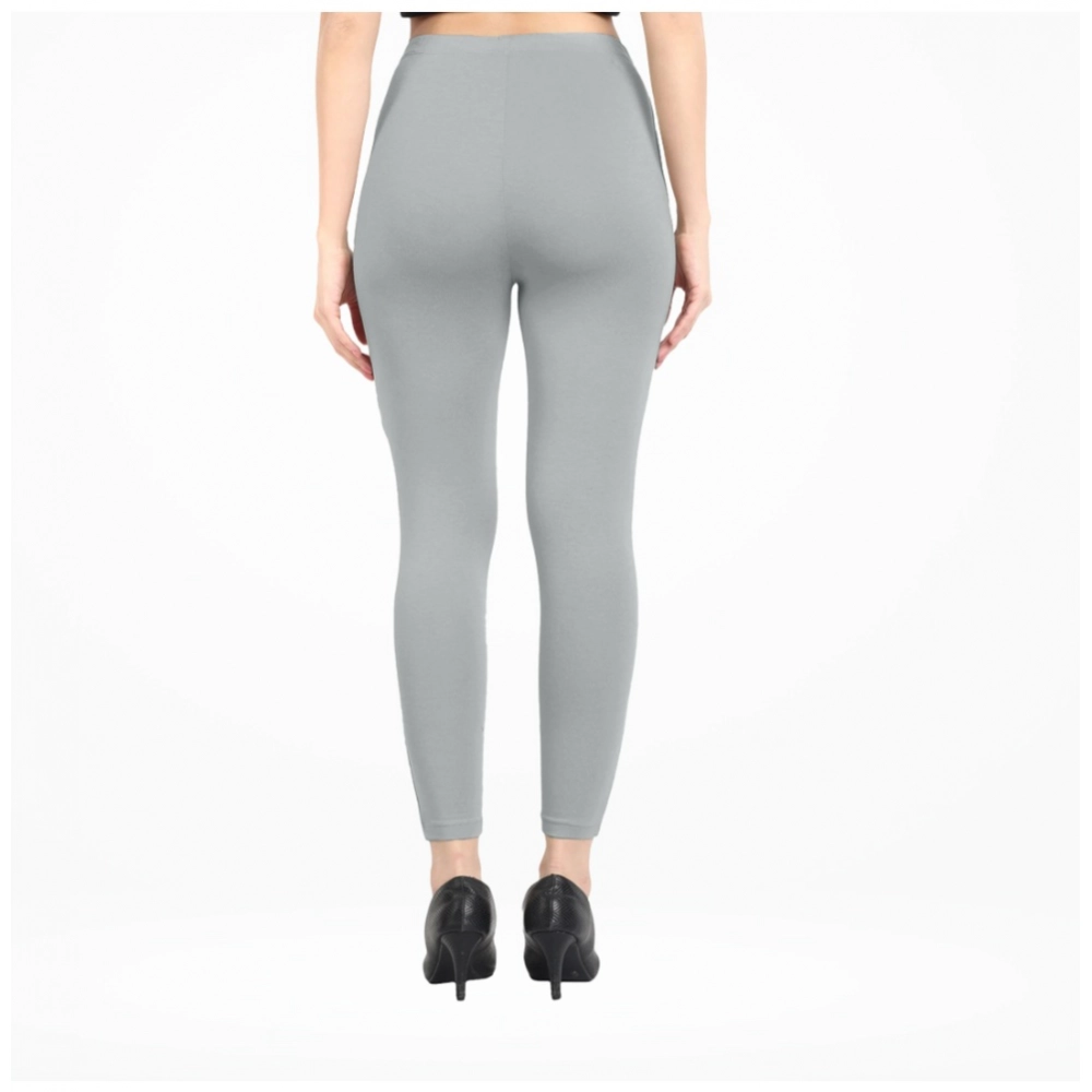 Generic Women's Cotton Blended Solid Ankle legging (Silver Gray) Generic Women's Cotton Blended Solid Ankle legging (Silver Gray)