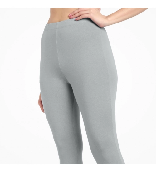 Generic Women's Cotton Blended Solid Ankle legging (Silver Gray)