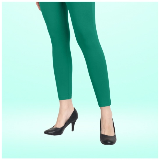 Generic Women's Cotton Blended Solid Ankle legging (Rama Green)