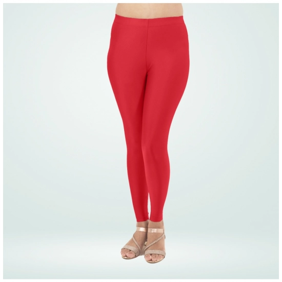 Generic Women's Cotton Blended Solid Shimmer Ankle leggings (Red) Generic Women's Cotton Blended Solid Shimmer Ankle leggings (Red)